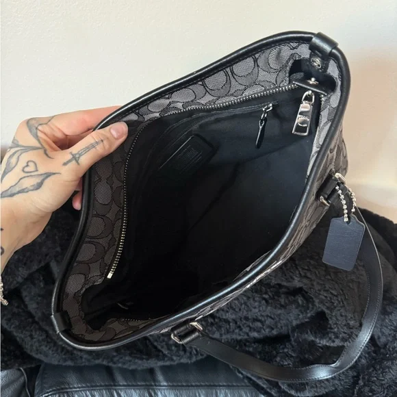 Coach Charcoal and Black Signature Tote - Picture 6 of 10